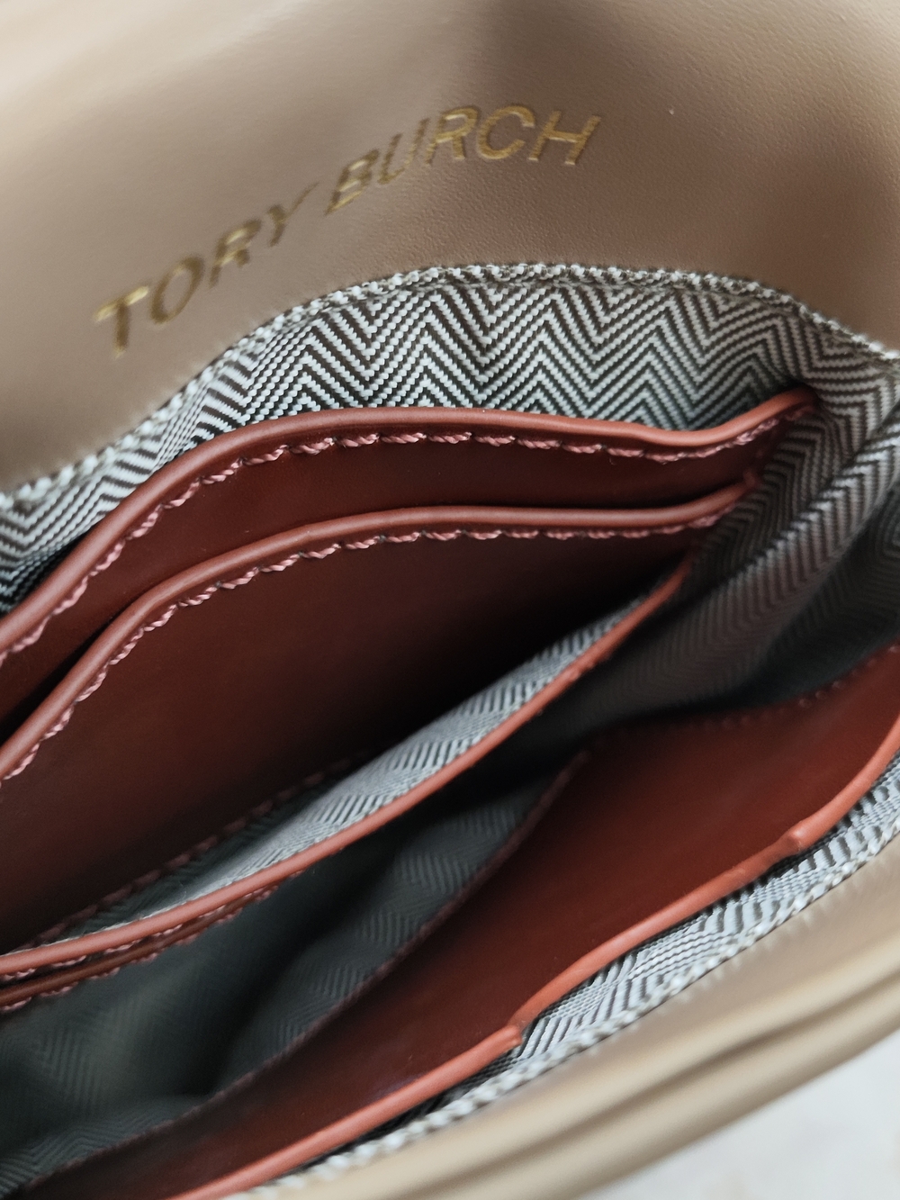 Tory Burch Beige Mini Crossbody with Brown Logo Accent - Picture 7 of 7
